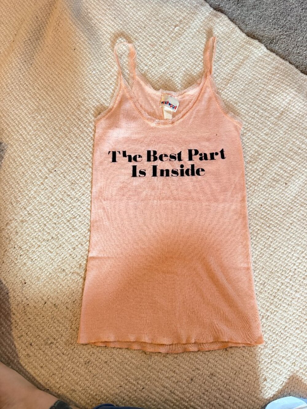 True Vintage 1970's Peach Cami - "The Best Part is Inside".